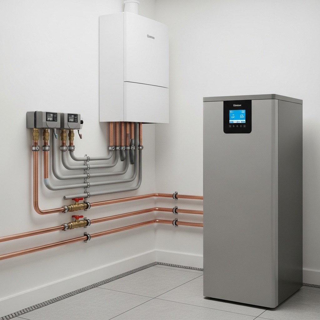 Ground source heat pump indoor unit installed in Scottish home