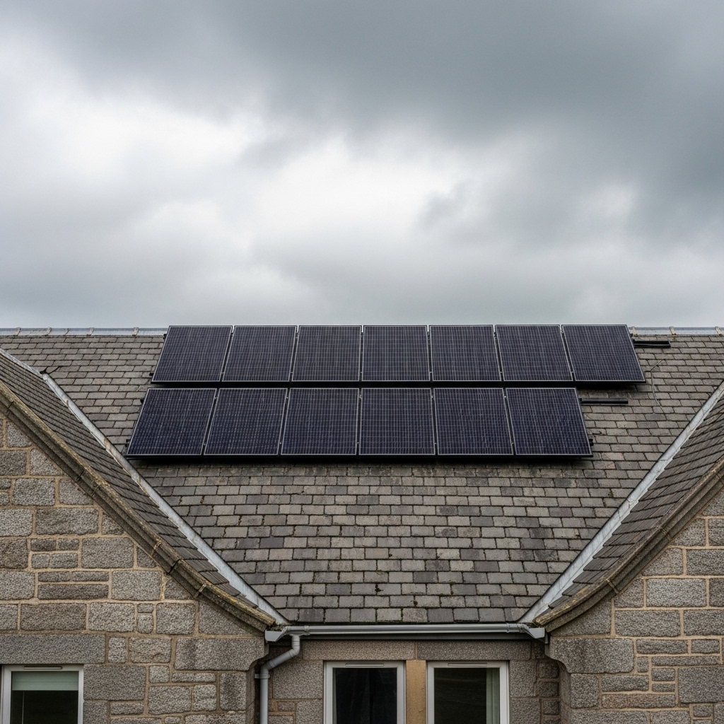 Solar panels installed on Scottish house roof